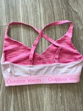 Outdoor Voices Pink Space-Dyed Strappy Sports Bra